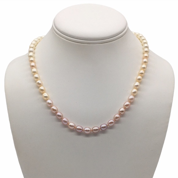 Natural Pearls fresh water multicolor necklace 14K gold clasp hand knotted - Picture 1 of 16